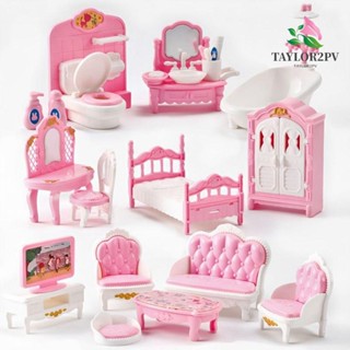 Taylor2pv เฟอร์นิเจอร์จิ๋ว สีชมพู สําหรับตกแต่งบ้านตุ๊กตา