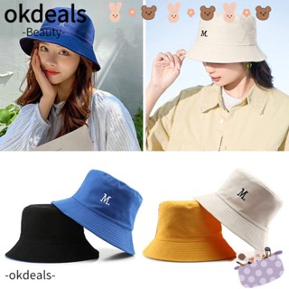 OKDEALS หมวกบักเก็ต ปักลายสองด้าน สไตล์ชาวประมง สําหรับคู่รัก