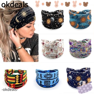 OKDEALS ผ้าโพกหัว ผ้าโพกหัว แบบยืดหยุ่น แบบนิ่ม สไตล์โบโฮ แฟชั่นวินเทจ สําหรับเด็กผู้หญิง