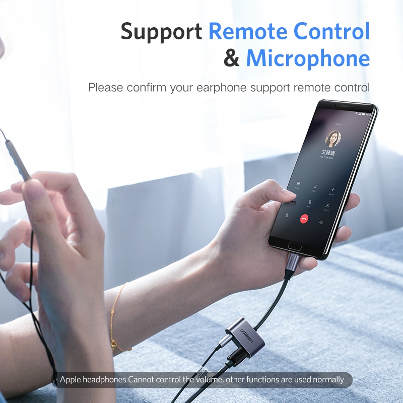 Ugreen 2-in-1 Usb Type C เป็น 3.5 มม. สายสัญญาณเสียง AUX สําหรับ Xiaomi Usb C อะแดปเตอร์ชาร์จหูฟัง พร้อมการชาร์จอย่างรวดเร็ว