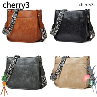 Cherry3 กระเป๋าถือ กระเป๋าสะพายข้าง หนัง PU ลายเสือดาว ปรับได้ จุของได้เยอะ สไตล์วินเทจ สําหรับผู้หญิง และผู้ชาย