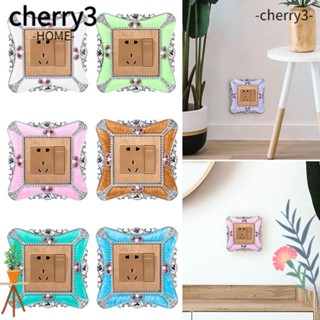 Cherry3 ฝาครอบสวิตช์ไฟ พลาสติก ขอบสีเงิน สไตล์ยุโรป สําหรับตกแต่งบ้าน