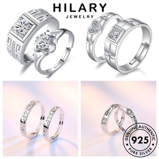 HILARY JEWELRY เกาหลี 925 เครื่องประดับ มอยส์ซาไนท์ไดมอนด์ Silver ต้นฉบับ คู่รัก เรียบง่าย แท้ แฟชั่น เงิน เครื่องประดับ แหวน M060