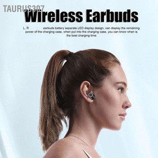 Taurus307 หูฟังบลูทู ธ สเตอริโอ IPX7 หูฟังไร้สายเบสหนักกันน้ำพร้อมกล่องชาร์จจอแสดงผลดิจิตอลกระจก