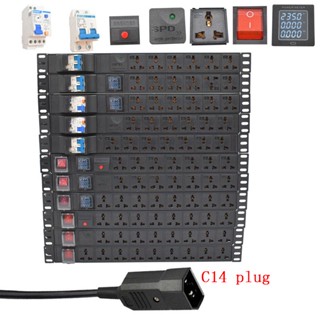 ปลั๊กซ็อกเก็ตสวิตช์ไฟฟ้า PDU 19 นิ้ว 5 6 7 ทาง 2 เมตร C14 ปลั๊ก (สายต่อ 2 เมตร)