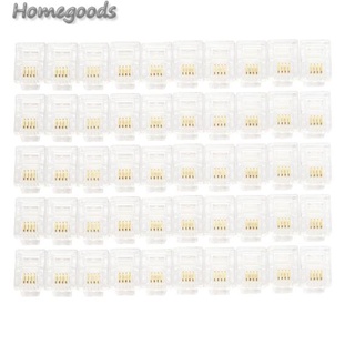 100x 4 Pin RJ11 RJ-11 6P4C โมดูลาร์โทรศัพท์ คริสตัล ปลั๊กเชื่อมต่อ Z#B [homegoods.th]