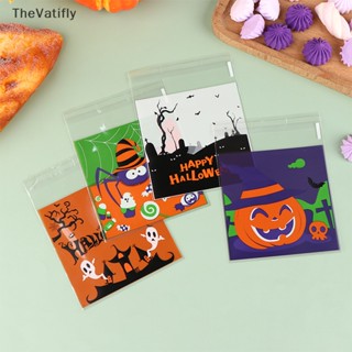 [TheVatifly] ถุงพลาสติกใส่ขนมคุกกี้ บิสกิต ขนมขบเคี้ยว ลาย Happy Halloween 100 ชิ้น [Preferred]