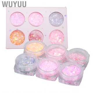 Wuyuu 6Pcs Luminous Nail Glitter Sequins  Set