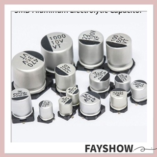 Fay ตัวเก็บประจุอลูมิเนียม SMD ความต้านทานต่ํา ESR 100UF 220UF 330UF 470UF 6.3V เป็น 100V 100 ชิ้น