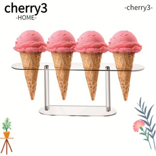 Cherry3 ขาตั้งกรวยวาฟเฟิล ไอศกรีม 4 หลุม อะคริลิคใส เป็นมิตรกับสิ่งแวดล้อม สําหรับวางซูชิม้วน