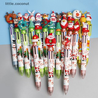 [little.coconut] ใหม่ ปากกาลูกลื่น แบบกด ลายการ์ตูนซานตาคลอส 6 สี สุ่มสี