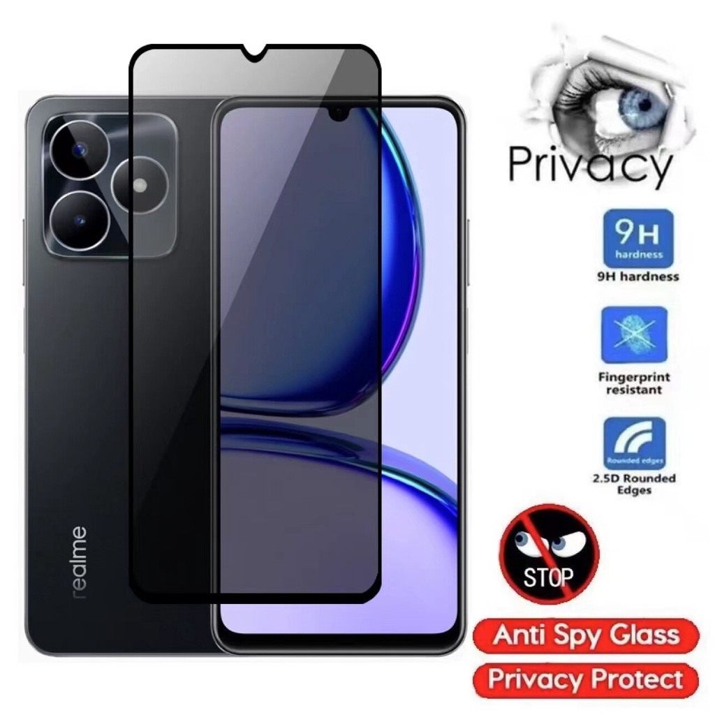 ฟิล์มกระจกกันเสือก ฟิล์มกันกระแทก ฟิล์มกระจกนิรภัย ป้องกันการแอบมอง เต็มจอ Realme C53 ฟิล์มกระจกกันร