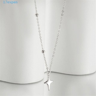 Expen สร้อยคอโชคเกอร์ เหล็กไทเทเนียม จี้รูปดาวสี่แฉก สําหรับผู้หญิง