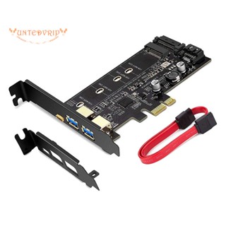 การ์ดอะแดปเตอร์ PCI-E เป็น USB 3.0 PCI Express 1 USB C และ 2 พอร์ต USB A M.2 NVME เป็น PCIe 3.0 พร้อมตัวยึด