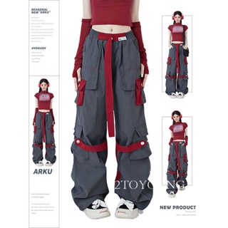 2TOYOUNG Moon กางเกงขายาว คาร์โก้ กางเกง เชือกอเมริกันคลาสิค Cargo pants 2023 NEW 080114 Stylish สบาย สวยงาม ทันสมัย A20M09W 36Z230909