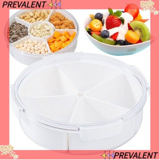 Preva กล่องเก็บอาหาร ทรงกลม พร้อมฝาปิด 5 ช่อง PET+PP สําหรับเสิร์ฟขนม ถั่ว ลูกอม แครกเกอร์ ชิป