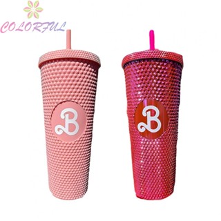 【COLORFUL】Upgrade Your Drinking Experience with this Pink Straw Cup Rose Red Accents!