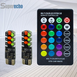 T10 W5W ไฟกระพริบ LED RGB พร้อมรีโมตคอนโทรล สําหรับรถยนต์ [superecho.th]