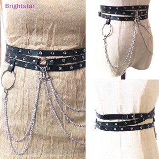 Brightstar เข็มขัดรัดเอว หนังเทียม สีดํา สไตล์พังก์ สําหรับผู้หญิง