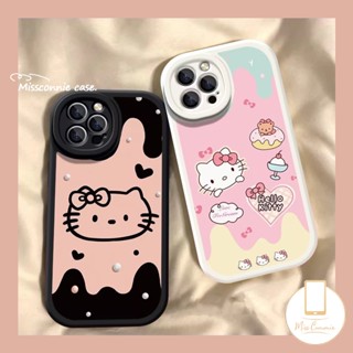 เคสนิ่ม ลายไอศกรีมคิตตี้น่ารัก สําหรับ Redmi 12C 9C A1 10A 10C 9T 10 9A 9 Note 10 10 8 11Pro + K40s 10s 11 9 9s 11s Pro Mi 11 Lite POCO X3 NFC Pro M3 F4 ผ้าคลุมเตียง ลายหัวใจ สําหรับคู่รัก