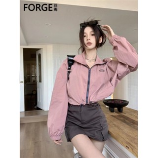 FORGE FORGE ย้อนยุคด้วยเชือกยืดสั้น เสื้อโค้ทกันแดด ดีไซน์ใหม่รับซัมเมอร์ ดีไซน์ใหม่