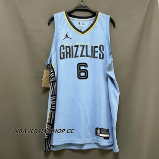 【คุณภาพสูง】ใหม่ ของแท้ NBA Memphis Grizzlies สําหรับผู้ชาย #6 Kenneth Lofton Jr. เสื้อกีฬาแขนสั้น ลายทีมชาติสวิงแมน สีฟ้า