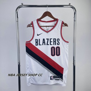 【คุณภาพสูง】เสื้อเบลเซอร์ Nba Portland Trail ของแท้ สําหรับผู้ชาย #00 เสื้อกีฬาแขนสั้น ลายทีมสกูตเตอร์ Henderson Jersey White Swingman