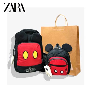 Zara กระเป๋าเป้สะพายหลัง ลายการ์ตูนดิสนีย์ มิกกี้เมาส์น่ารัก ขนาดใหญ่ สําหรับเด็กอนุบาล