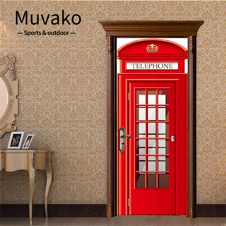 Muvako สติกเกอร์ PVC กันน้ํา มีกาวในตัว สีแดง สําหรับติดตกแต่งประตู ห้องนั่งเล่น