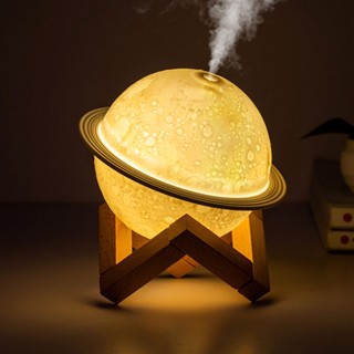 Decorated Mini Planet Humidifier LED Moon Lamp Diffuser เครื่องทำความชื้นแบบหมอก USB ดาวเคราะห์แบบชาร์จไฟได้