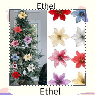 Ethel1 ดอกไม้คริสต์มาส กลิตเตอร์ สําหรับตกแต่งต้นคริสต์มาส