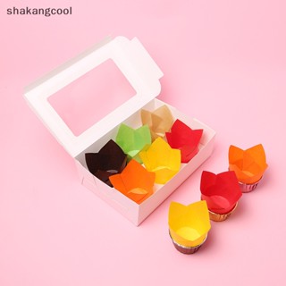 Shakangcool ถ้วยกระดาษ ลายดอกทิวลิป มัฟฟิน 50 ชิ้น SGL