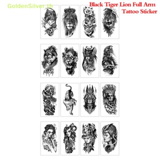 Goldensilver สติกเกอร์รอยสักชั่วคราว ลายงู สิงโต สีดํา กันน้ํา TH