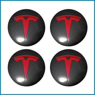 สติกเกอร์โลโก้ สําหรับติดตกแต่งดุมล้อรถยนต์ Tesla Wheels hangeth