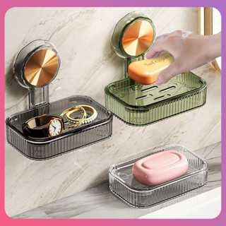 Creative Light Luxury Wall-mounted Draining Soap Box Double-layer Acrylic Household Soap Rack ห้องอาบน้ำ Soap Box Storage Rack Home ห้องอาบน้ำ เครื่องมือ [COD]