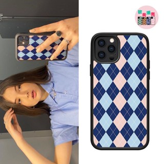 เคสป้องกันโทรศัพท์มือถือ ลายตาราง ประดับเพชร สไตล์ยุโรป อเมริกัน สําหรับ iPhone 14pro 11 xsmax 8plus 12 13