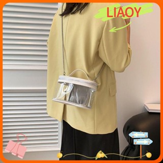 Liaoy กระเป๋าเดินทาง กระเป๋าถือ PVC แบบใส น้ําหนักเบา สีพื้น สไตล์เจ้าหญิง