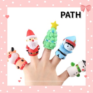 Path หุ่นมือสัตว์ ตุ๊กตายาง ของเล่นเพื่อการศึกษา หุ่นนิ้วมือ แบบพกพา พ่อแม่ การ์ตูน ขนาดเล็ก ของเล่นโรงละคร เด็ก ของขวัญคริสต์มาส