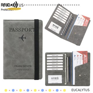 Eutus RFID ปกหนังสือเดินทาง หนัง อเนกประสงค์ ป้องกันขโมย แปรงเอกสาร