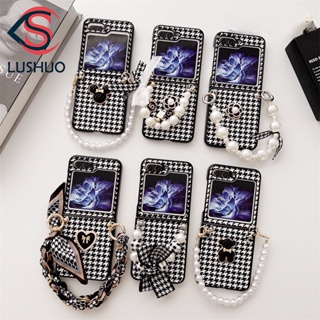 Lushuo เคสโทรศัพท์มือถือหนัง พร้อมสายคล้องมือ สําหรับ Samsung Galaxy Z Flip 5 Z Flip5 ZFlip5 ZFlip 5