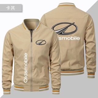 Oldsmobile เสื้อแจ็กเก็ตเบสบอล มีซิป กันลม ลายโลโก้ เหมาะกับการเล่นกีฬากลางแจ้ง