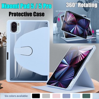 สําหรับ Xiaomi Pad 5 Pro 2021 360° เคสแท็บเล็ต อะคริลิคใส แบบฝาพับ หมุนได้ สําหรับ Mi Pad 5 Redmi Pad 10.61