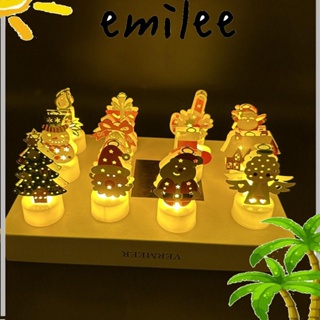 Emilee โคมไฟกลางคืน LED รูปซานตาคลอส สโนว์แมน ต้นคริสต์มาส 2 ชิ้น