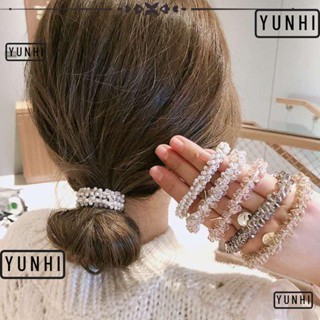 Yunhi ยางรัดผม ผ้าโพกศีรษะ แบบยืดหยุ่น หางม้า สําหรับผู้หญิง