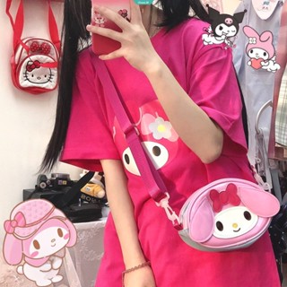 SANRIO Kawaii My Melody เสื้อยืดลําลอง แขนสั้น ทรงหลวม ลายซานริโอ้ เหมาะกับฤดูร้อน สําหรับผู้หญิง [GM]