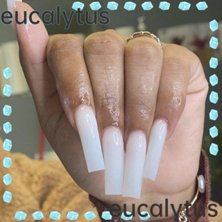 Eucalytus1 เล็บปลอม ถอดออกได้ สีขาว สีชมพู DIY 24 ชิ้น