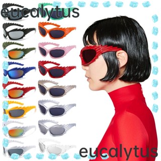 Eucalytus1 Y2K แว่นตากันแดด ย้อนยุค สําหรับผู้หญิง ผู้ชาย สีเงิน พังก์ ฮิปฮอป แว่นตากันแดด