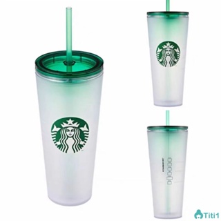 710ml/24oz Starbucks พลาสติกหลอดพลาสติกใสโครงสร้างผนังสองชั้นปกป้องมืออย่างปลอดภัยใช้ถ้วยน้ำ TH1