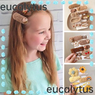 Eucalytus1 กิ๊บติดผม ผ้ากํามะหยี่ขนนิ่ม อุปกรณ์เสริม สําหรับเด็กผู้หญิง 2 แพ็ค