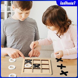 [Lzdhuiz1] Tic TAC Toe เกมกระดานไม้ XO Chess Board Game XO ของเล่นสําหรับเด็ก ผู้ใหญ่